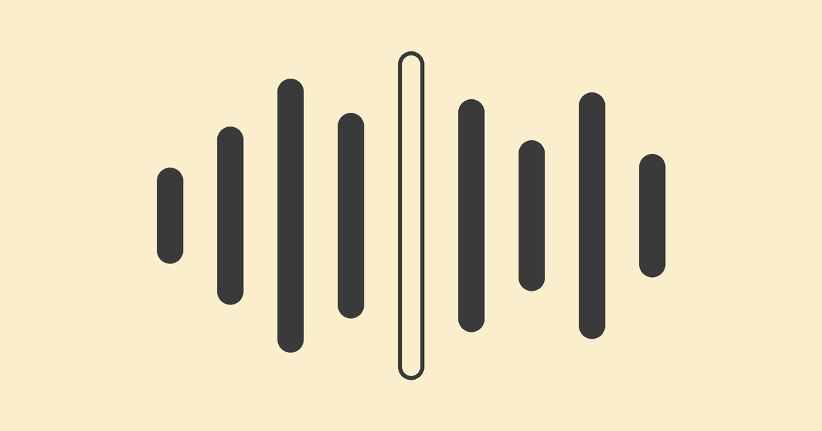 A voice waveform of bars where one bar is hollow — the wave keeps going