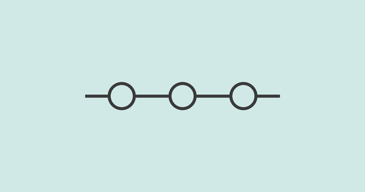 A line passing through three small circles on a pastel teal background